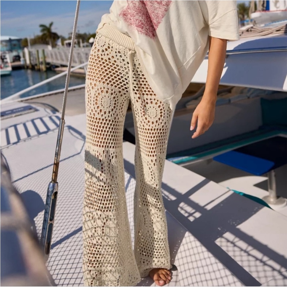 NWT, Aerie Cream Crochet Pants, Beach , swim coverup, White, XS